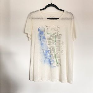 J. Crew Linen T-shirt with NYC High Line Graphic - Size M